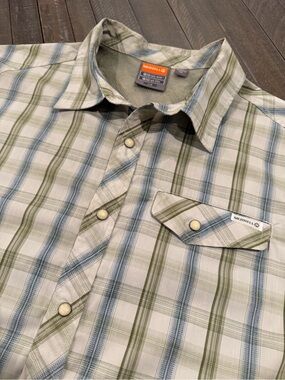 Merrell Plaid Hiking Trail Shirt Men’s Large – Opti-Wick UPF 20+ Snap Button